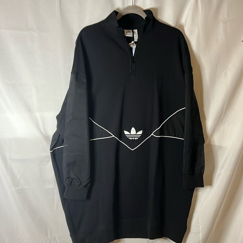 Black Adidas dress with sheer sleeves,sheer waist design